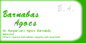 barnabas agocs business card